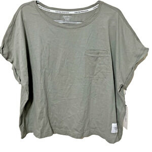 Calvin Klein Performance Top Size XL Cropped Cuffed Sleeve Cropped Green